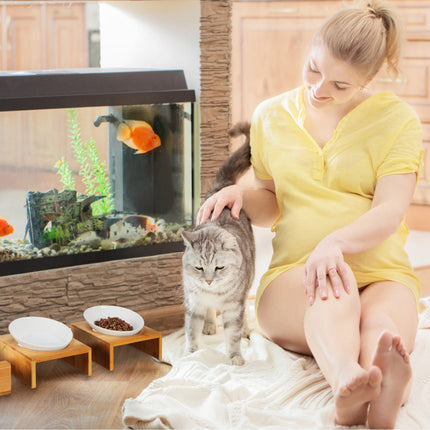 Set with cat bowl and grass bowl for cat
