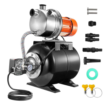 Shallow Well Pump, 1.6 HP, 5-Gal Pressure Tank