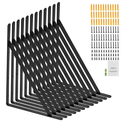 Shelf Brackets, 18 x 12 In, 12-Pack, 160 lb Capacity