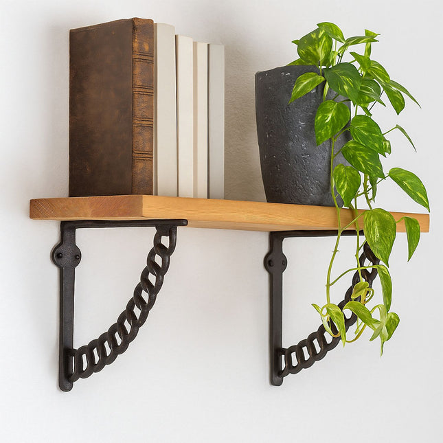 Plankdragers, kettingontwerp, gietijzer, set van 2