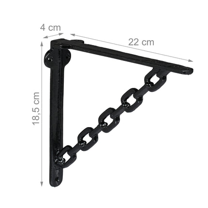 Konzole na police, řetězový design, litina, sada 4 ks
