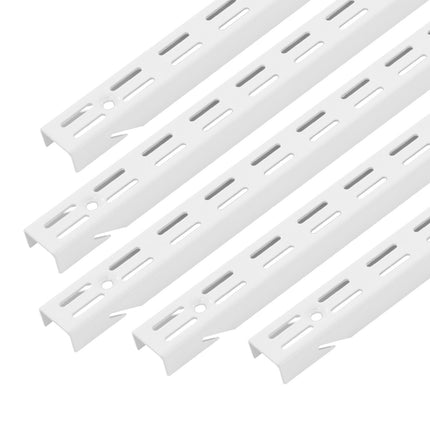 Shelf Pilaster Rails, 60-Inch, 5-Pack, White Steel