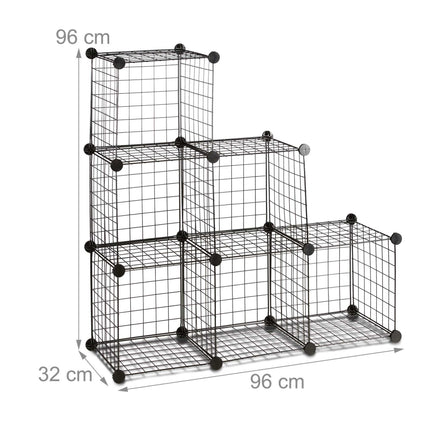 Shelf system with wire mesh 6 compartments