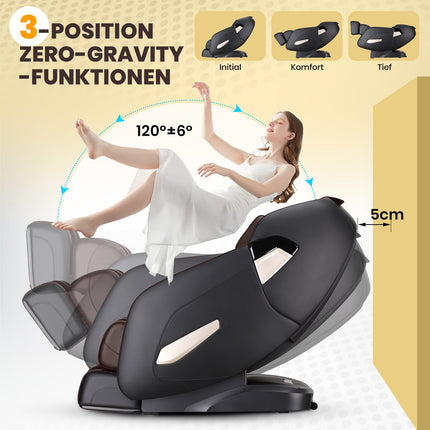 Shiatsu masážní křeslo s vyhříváním, Bluetooth, relaxace celého těla