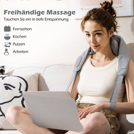 Shiatsu masážní přístroj na krk a ramena, 4D hluboká tkáň, bezdrátový