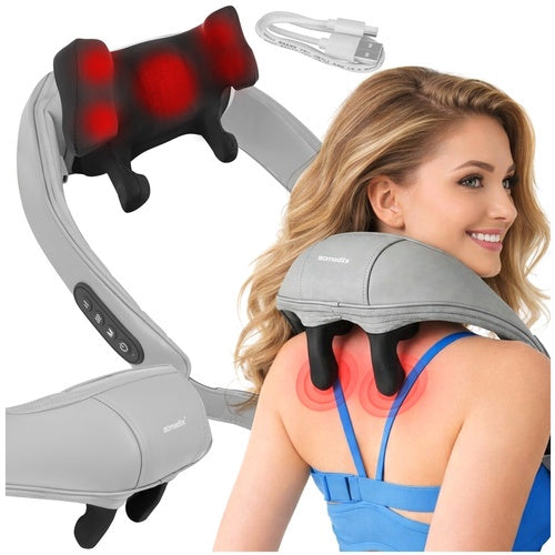 Shiatsu bezdrátový masážní přístroj na krk s LED vyhříváním