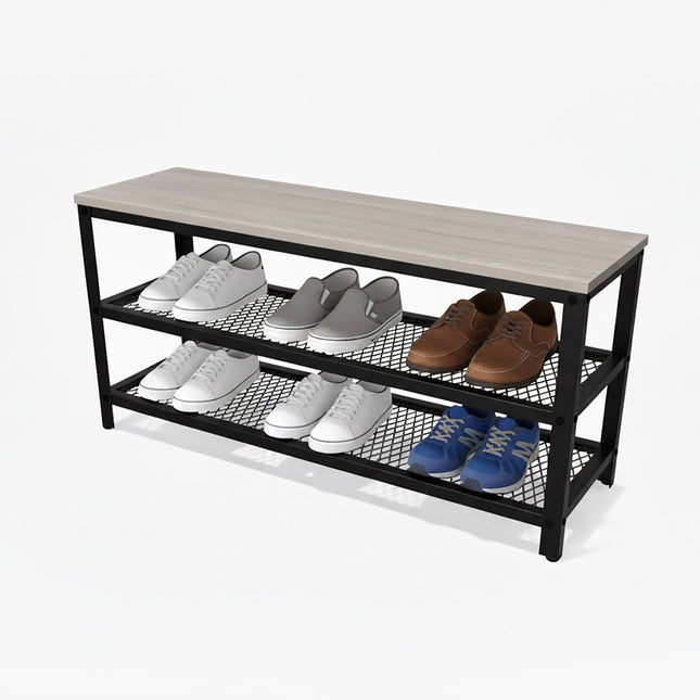 Schoenenbank met zitje en 2 planken voor de hal.