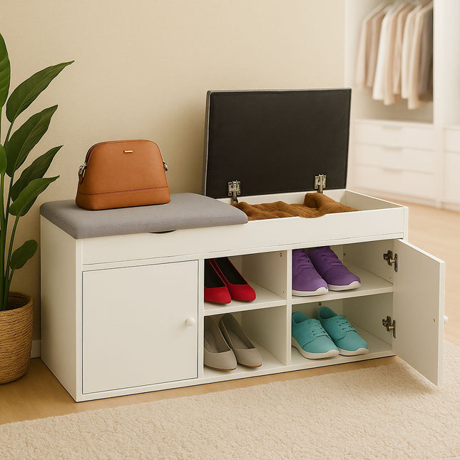 Lavice s botníkem s úložným prostorem a výklopným sedákem