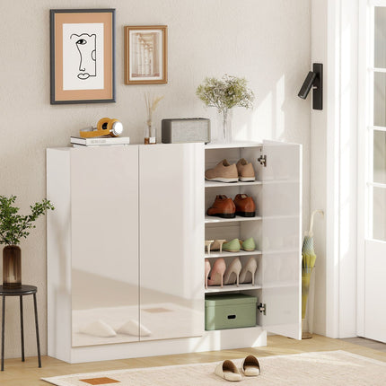 Botník, 10 polic, ventilace, pomalé dovírání, bílé dřevo