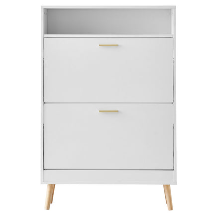 Shoe Cabinet, 2 Flip Drawers, Top Cubby, Freestanding