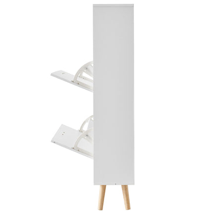 Shoe Cabinet, 2 Flip Drawers, Top Cubby, Freestanding