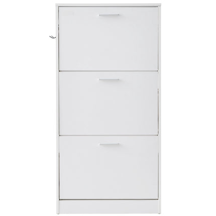 Shoe Cabinet, 3 Flip Drawers, Freestanding With Hooks