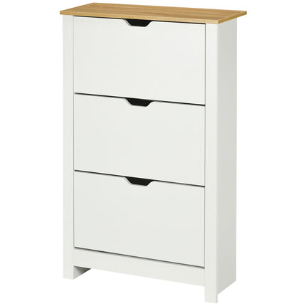 White & Natural Shoe Cabinet - Holds 18 pairs, space saving