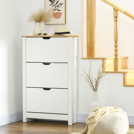 White & Natural Shoe Cabinet - Holds 18 pairs, space saving