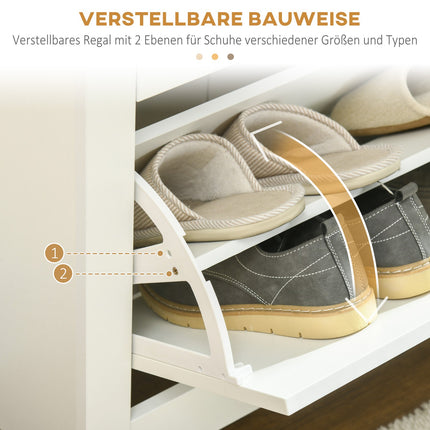 White & Natural Shoe Cabinet - Holds 18 pairs, space saving