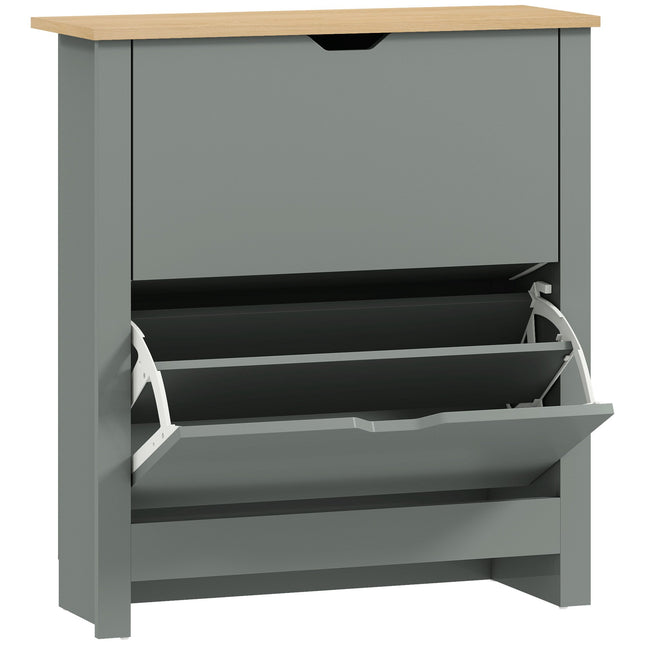Schoenenkast met 2 klapvakken, 72 x 26 x 80 cm; Lichtgrijs