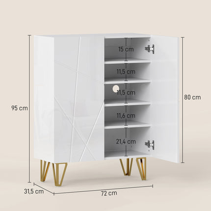 Shoe Cabinet with Adjustable Shelves, White, 72 x 31.5 x 95 cm