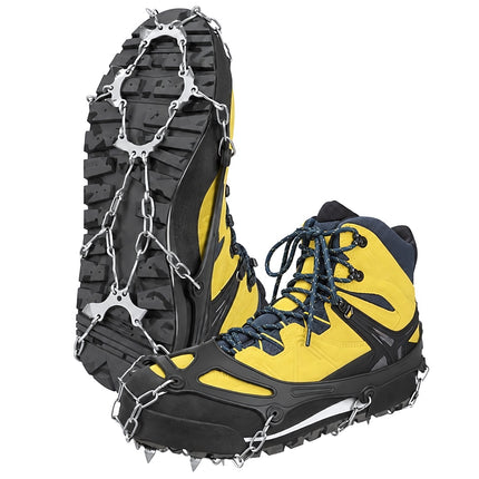 Shoe Crampons Size XL 44-47 with 20 Anti-Slip Spikes, Carrying Case, Black