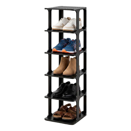 Shoe Organizer Rack, Black, Space-Saving, Pack of 6