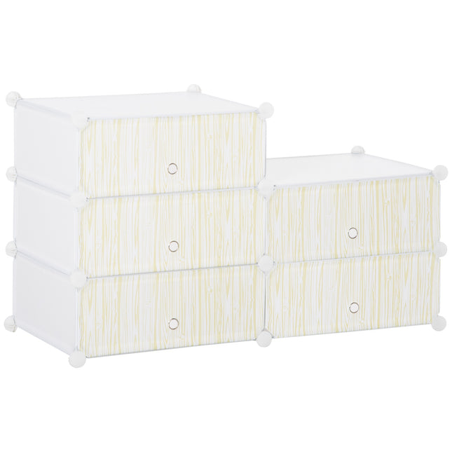 Schoenenrek Kunststof Plank voor 6 paar Schoenen Schoenendoos voor Hal DIY Plank Opslag van Schoenen Wit 49 x 36,5 x 108 cm Aosom