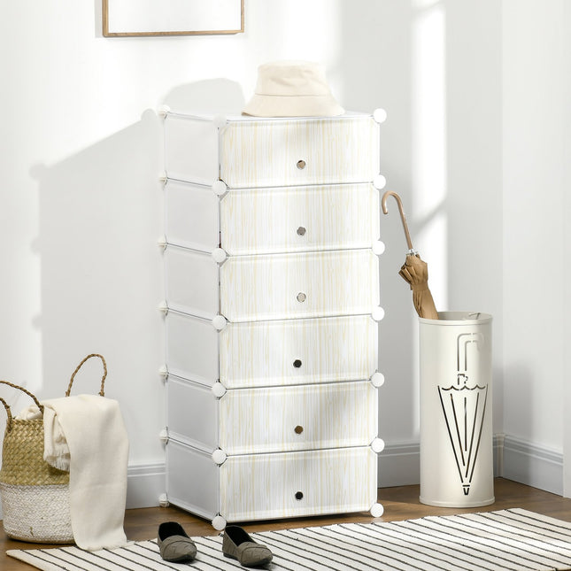 Schoenenrek Kunststof Plank voor 6 paar Schoenen Schoenendoos voor Hal DIY Plank Opslag van Schoenen Wit 49 x 36,5 x 108 cm Aosom