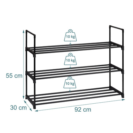 Schoenenrek, stapelbaar metalen frame met plastic planken