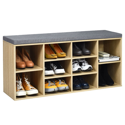 Shoe Storage Bench With 10-Cube Organizer, 41 Inch