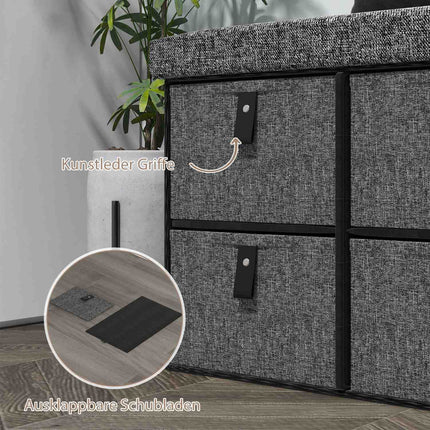 Shoe Storage Bench with Cushion, 6 Drawers, MDF, Dark Grey