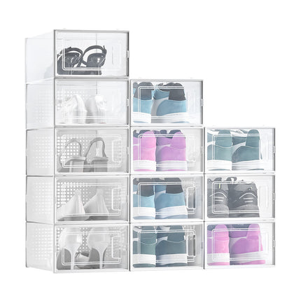 Shoe Storage Boxes, 12-Pack Stackable, Fits US 11