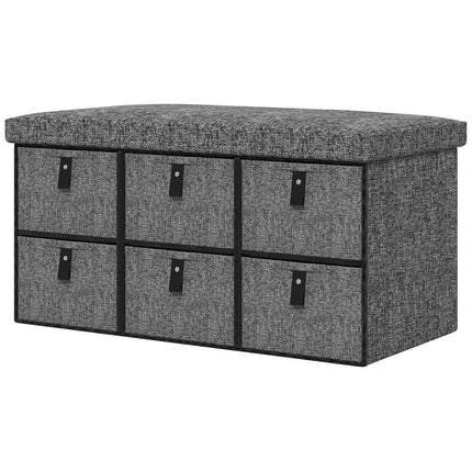 Shoe bench for hall, dark grey, 6-pair storage
