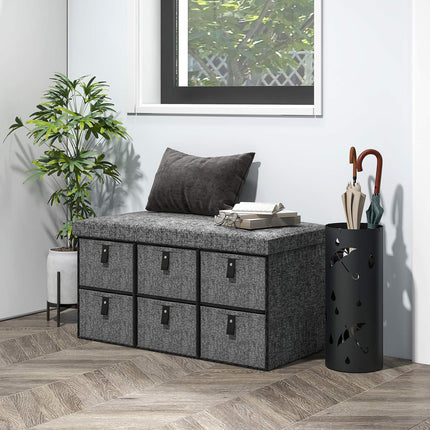 Shoe bench for hall, dark grey, 6-pair storage