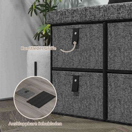 Shoe bench for hall, dark grey, 6-pair storage