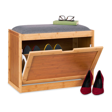 Shoe bench with gray seat