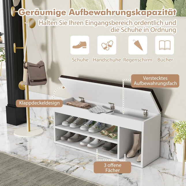 Lavice na boty se sedákem a úložným prostorem 104 x 30 x 48 cm šatní lavice botník dřevo šedá