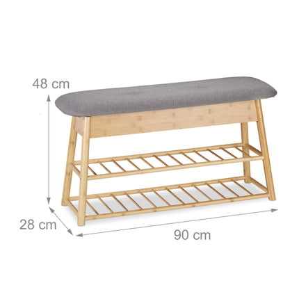 Shoe bench with seat and storage space