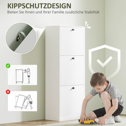 Úzký bílý botník - nastavitelné přepážky, na 12 párů