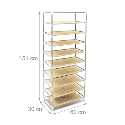 Shoe cabinet with fabric upholstery 9 shelves