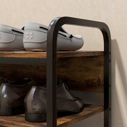 Shoe rack, 4-tier for 11 pairs, rustic brown, 70x30x65 cm