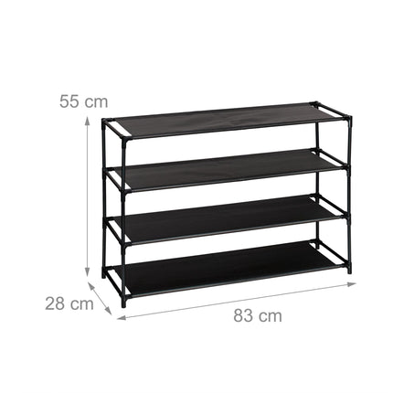 Shoe shelf with fabric levels