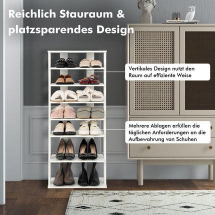 Stojan na boty 7patrový botník v retro stylu 45 x 25 x 110.5 cm bílá