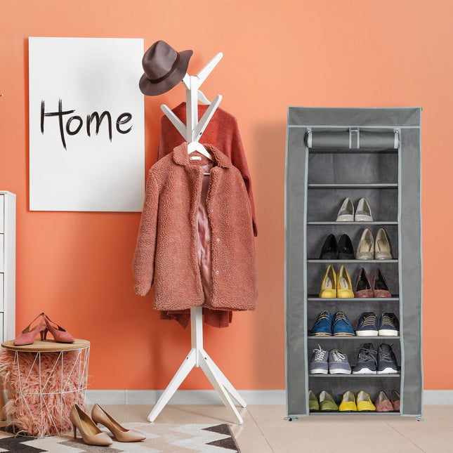 Shoe wardrobe in fabric with 8 compartments