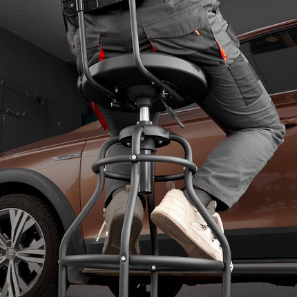 Shop Stool With Backrest – Pneumatic, 300 lb, Swivel