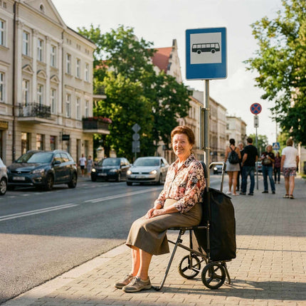 Nákupní taška na kolečkách se sedátkem, 40L, černá, ocelový rám