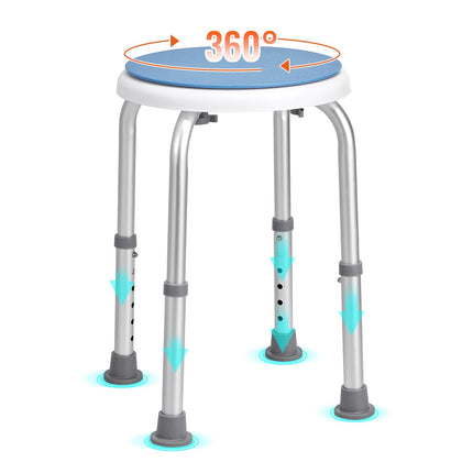 Shower Chair, 360 Swivel, Adjustable Height, 300 lb Capacity