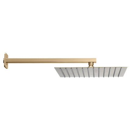 Shower Faucet Set – 12-Inch Square Rain Head, Handheld, Brushed Gold