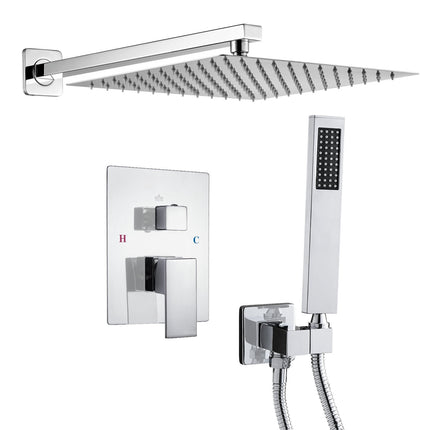 Shower Faucet Set – 12-Inch Square Rain Head, Handheld