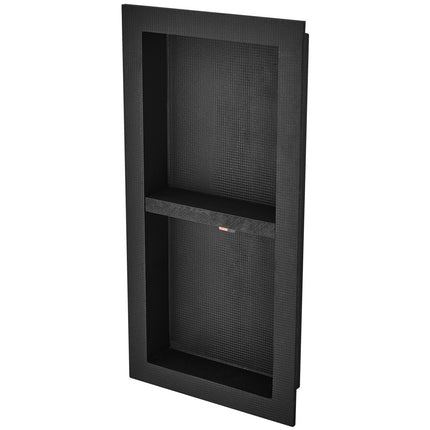 Shower Niche for Tile, 16x32 in, Double Shelf, Black