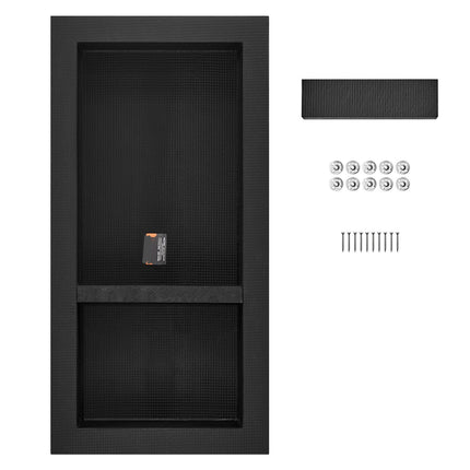 Shower Niche for Tile, 16x32 in, Double Shelf, Black