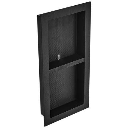 Shower Niche for Tile, 16x32 in, Double Shelf, Black