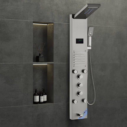 Shower Panel System, 6 Modes, LED Display, Stainless Steel